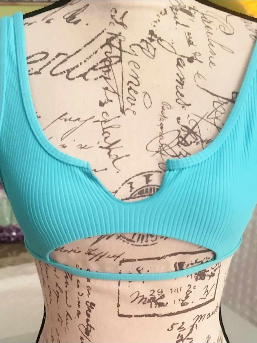 Frankie's Bikinis Ribbed Aqua Blue Oasis Cole Top